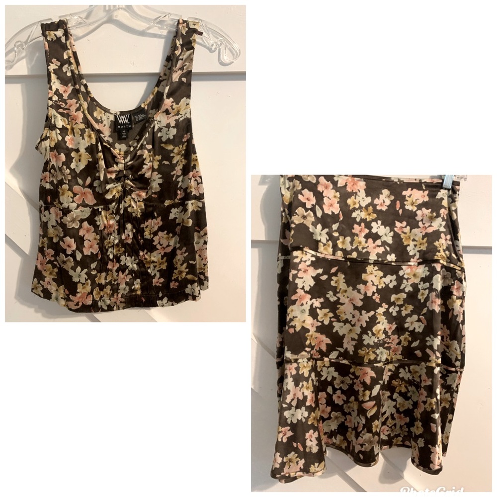 Silk Cami Top and Skirt by Worth Sz 4